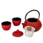 Чугунен чайник с цедка и чашки Luigi Ferrero FR-8373R, червен - 239020