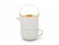 Керамичен сет за чай с филтър и бамбуков капак Bredemeijer Umea 0,5 л - бял  - 225932