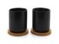 Сет от 2 броя керамични чаши за чай с бамбукови подложки  200 мл Umea Bredemeijer, черни - 252231