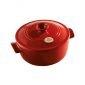 Керамична тенджера с капак Emile Henry Round Stewpot  5,3 л, 28 см - цвят червен - 178557