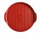 Керамична плоча за пица Emile Henry Ridged Pizza Stone 40 см - цвят червен - 219468