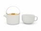 Керамичен сет за чай с филтър и бамбуков капак Bredemeijer Umea 0,5 л - бял  - 226021