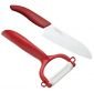 Комплект Kyocera от керамичен нож FK-140 WH и керамична белачка CP-10 в подаръчна опаковка - червен - 22861