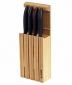 Комплект керамични ножове Kyocera с бамбуков блок, черни - 128054