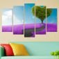 Декоративeн панел за стена със стилизирана импресия в лилаво и зелено Vivid Home - 59588