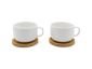 Сет от 2 керамични чаши за чай с бамбукови подложки Bredemeijer Umea - бели, 250 мл - 563789