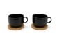 Сет от 2 керамични чаши за чай с бамбукови подложки Bredemeijer Umea - черни, 250 мл - 563794