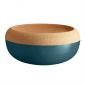 Керамична купа / фруктиера с корков капак Emile Henry Large Storage Bowl 36 см - цвят синьо-зелен - 226505
