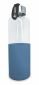 Стъклена бутилка за вода със силиконов протектор Vin Bouquet/Nerthus 600 мл, синя - 162808