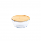 Стъклена купа с бамбуков капак Pebbly - 770 мл - 243288