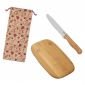 Комплект за колбаси Pebbly - дъска, нож и торбичка за съхранение - 243251