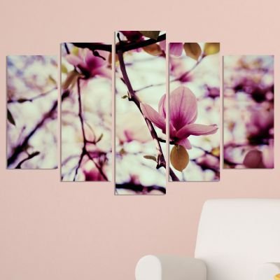 Декоративeн панел за стена с пролетен флорален дизайн в розово Vivid Home