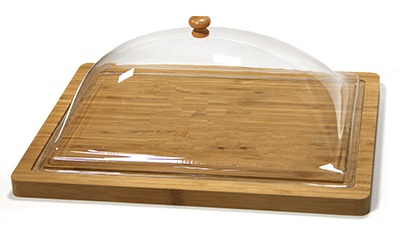 Бамбукова дъска за сервиране на сирена с капак Horecano 36/26 см
