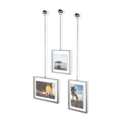 Комплект от 3 броя висящи рамки за снимки Umbra “Fotochain", цвят никел