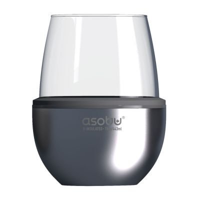 Чаша с термоизолираща основа Asobu Wine Kuzie - сребриста