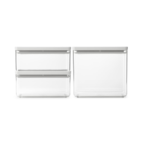 Кутии за съхранение на продукти комплект Brabantia Tasty+ Stackable - 2 x 1.5 л + 1 x 3.5 л, Light Grey