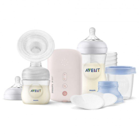 Комплект единична електрическа помпа Philips Avent Natural Motion + шишета, контейнери VIA, несесер