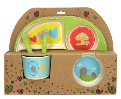 Детски сервиз за хранене Eco-Friendly ‘Слонче’, 5 части 