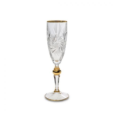 Чаша за шампанско Bohemia 1845 Pinwheel Matt Cut and Gold 180 мл - 6 броя