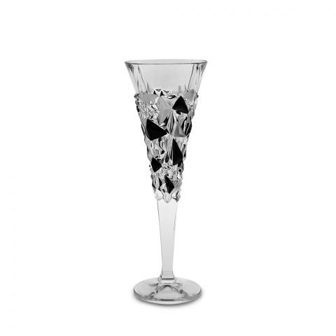 Чаша за шампанско Bohemia 1845 Glacier Matt Fond and Black Lister 200 мл - 6 броя