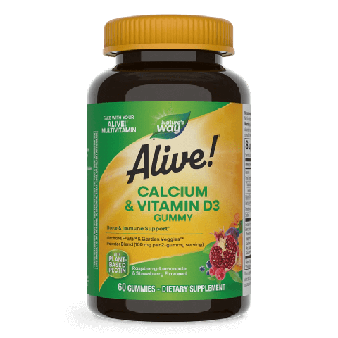 Мултивитамини Nature's Way Alive! Калций+Витамин D3 250 мг, 60 дъвчащи таблетки