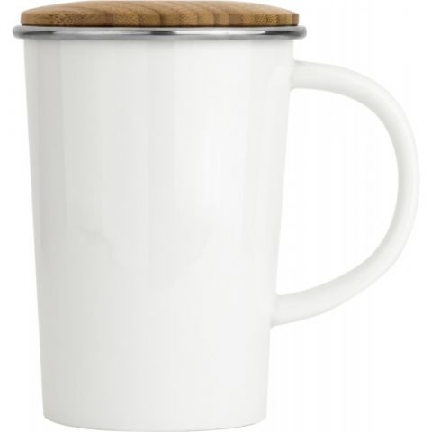 Порцеланова чаша за чай с филтър и бамбуков капак Bredemeijer 400 мл