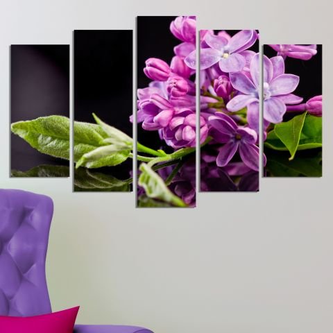 Декоративен панел за стена със свежи цветя в лилаво и зелено Vivid Home