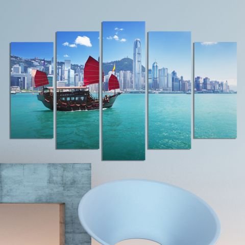 Декоративeн панел за стена с изглед от Хонконг Vivid Home
