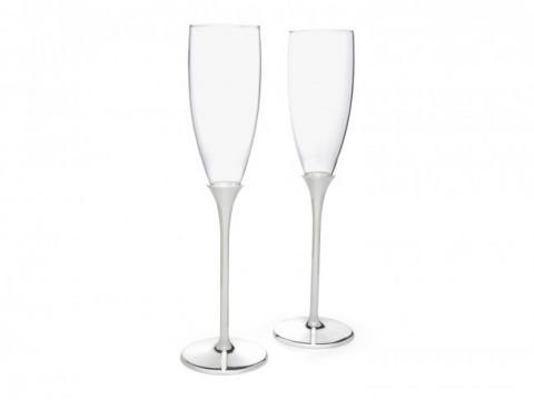 Сет от 2 бр. чаши за шампанско със сребърно покритие Zilverstad Smooth
