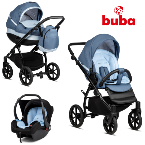 Бебешка количка Buba Zaza 3в1 - 334 Blue Jeans
