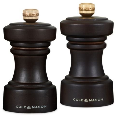Комплект мелнички за сол и пипер Cole & Mason Hoxton - 10,4 см, тъмен шоколад