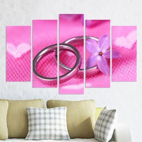 Декоративен панел за стена в розово със сватбени халки Vivid Home