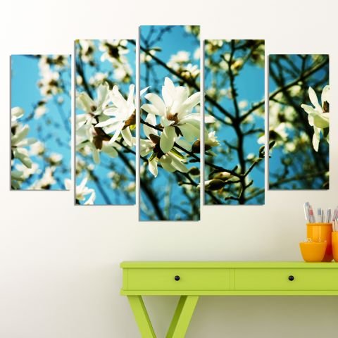 Декоративен панел за стена с  разцъфнало пролетно дръвче в бяло Vivid Home