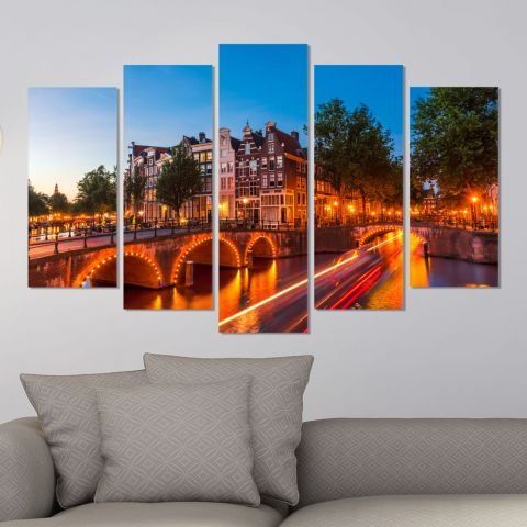 Декоративeн панел за стена с нощен изглед от Амстердам Vivid Home