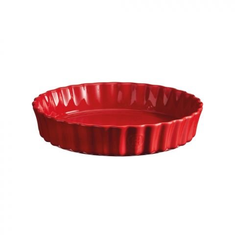 Керамична дълбока форма за тарт Emile Henry Deep Flan Dish 28 см - цвят червен