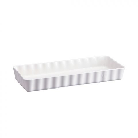 Керамична плитка провоъгълна форма за тарт Emile Henry Slim Rectangular Tart Dish 36/15 см - цвят бял