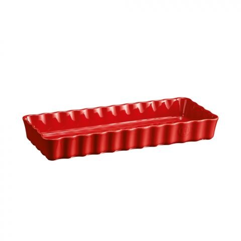 Керамична плитка провоъгълна форма за тарт Emile Henry Slim Rectangular Tart Dish 36/15 см - цвят червен