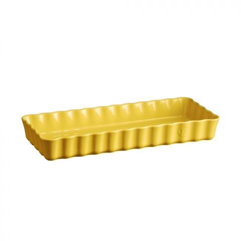 Керамична плитка провоъгълна форма за тарт Emile Henry Slim Rectangular Tart Dish 36/15 см - цвят жълт