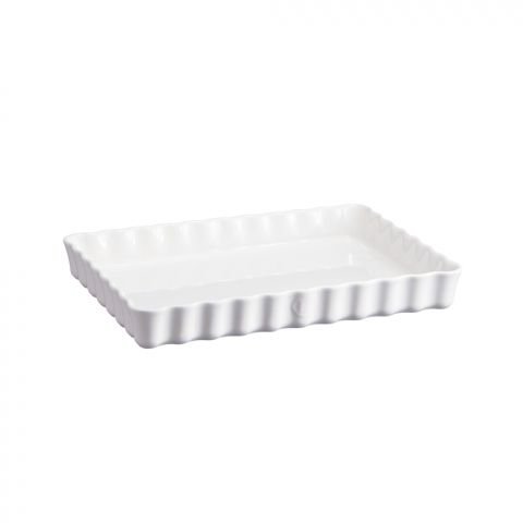 Керамична провоъгълна форма за тарт Emile Henry Deep Rectangular Tart Dish 33,5/24 - цвят бял