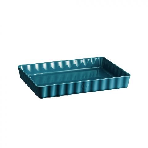 Керамична провоъгълна форма за тарт Emile Henry Deep Rectangular Tart Dish 33,5/24 см - цвят син