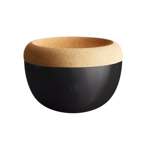Керамична купа / фруктиера с корков капак Emile Henry Deep Storage Bowl 27 см - цвят черeн