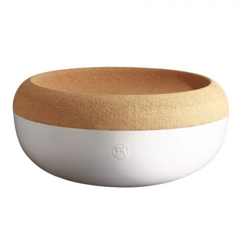 Керамична купа / фруктиера с корков капак Emile Henry Large Storage Bowl 36 см - цвят бял