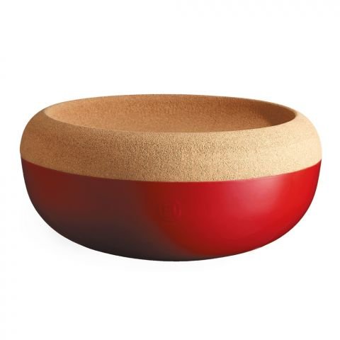 Керамична купа / фруктиера с корков капак Emile Henry Large Storage Bowl 36 см - цвят червен