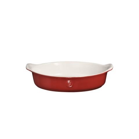 Керамична овална форма за печене Emile Henry Oval Dish For 2, 18 х 27 см - цвят бяло и червено