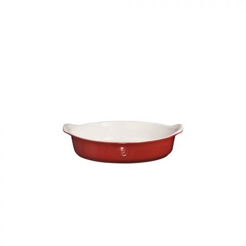 Керамична овална форма за печене Emile Henry Individual Oval Dish 14 х 21 см - цвят бяло и червено