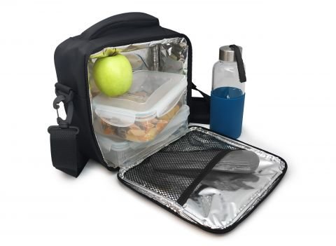 Термоизолираща чанта за храна с 2 джоба Vin Bouquet/Nerthus, черен цвят