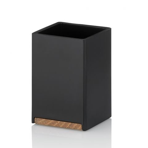 Чаша за баня Kela Cube - черна с дървен елемент