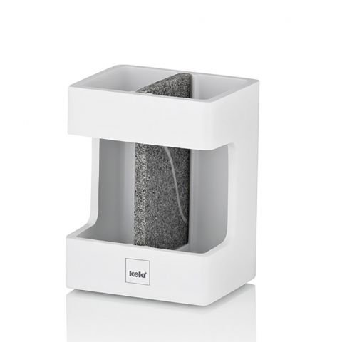 Поставка за четки за зъби Kela Cube - бяла с елемент във вид на камък