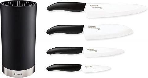 Комплект 4 броя керамични ножове серия + блок за ножове Kyocera Gen