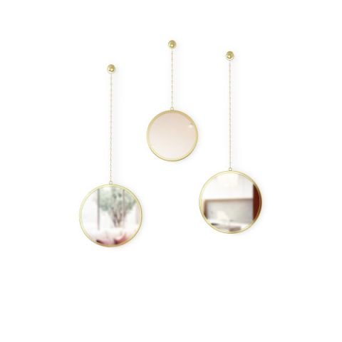 Комплект от 3 броя огледала за стена Umbra Dima Round - цвят месинг